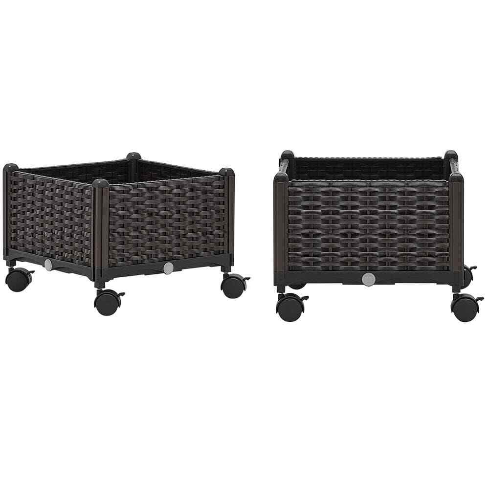 Raised Garden Bed Elevated Plastic Planter Box with Wheels (2-Piece)