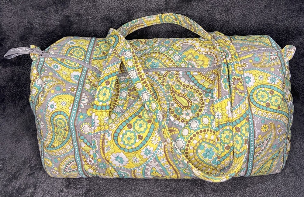 VERA BRADLEY Yellow Paisley Duffle Shoulder Bag 18 inch Excellent Used Condition