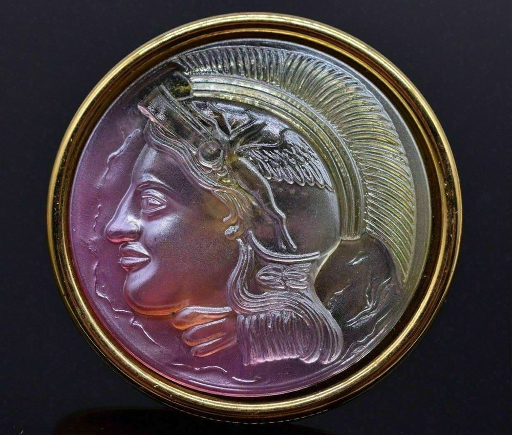 Vintage Round Greek Trojan Warrior Gold Tone Pendant Charm 58 mm Jewelry Making