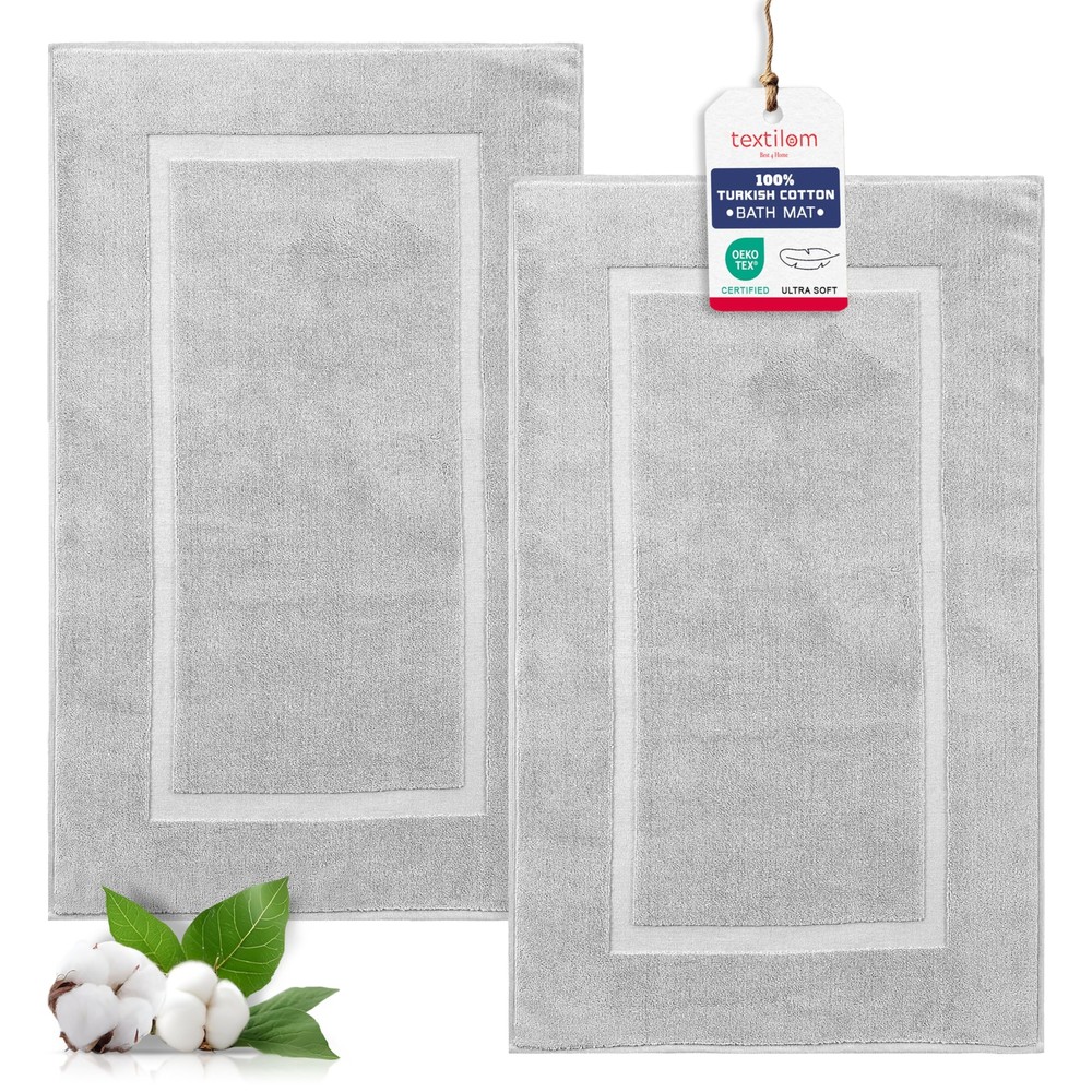 Luxury Cotton Bath Mats Set 2 Pack - Soft Absorbent Quick Dry 20