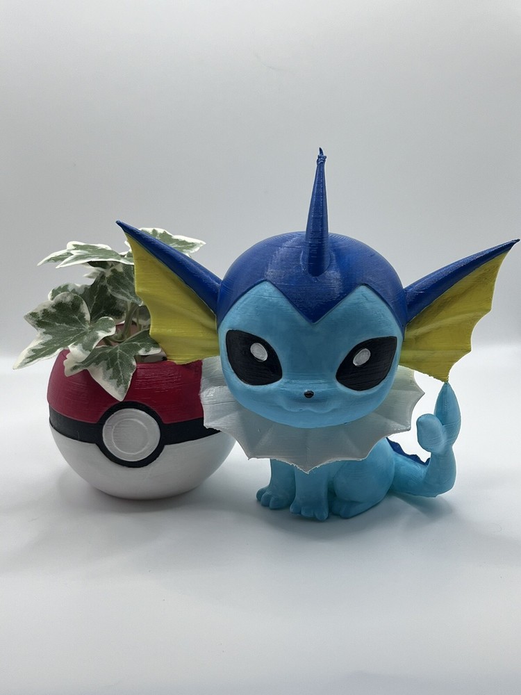 Vaporeon Pokemon Flower Succulent Pot Planter 3D Printed Hand Painted WYSIWYG