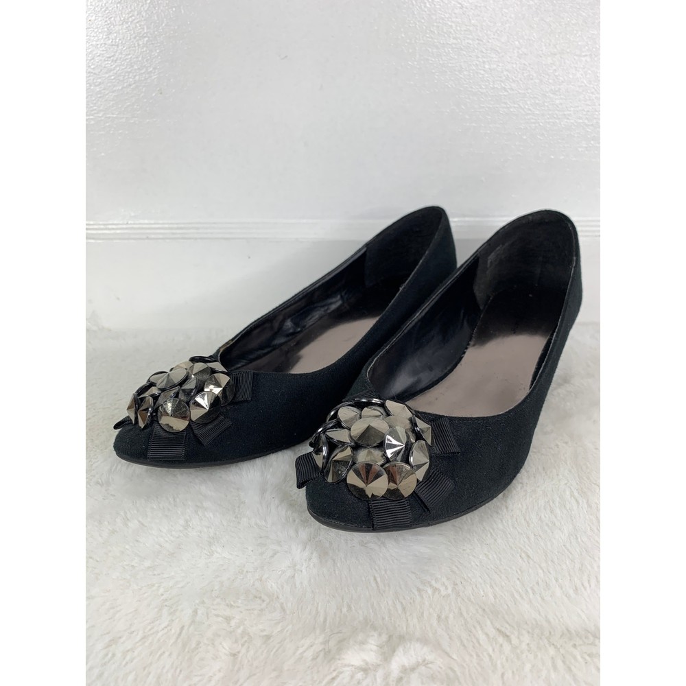 Jaclyn Smith Alura Black Faux Suede Wedge Heels Women’s Size 7