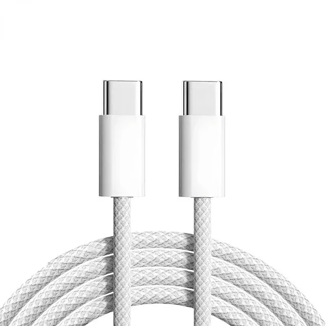 Braided White USB-C Fast Charging Sync Cable with Quick Shipping