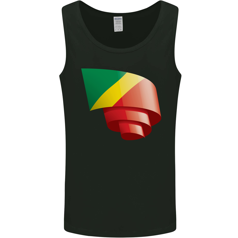Curled Republic of the Congo Flag Day Football Mens Vest Tank Top