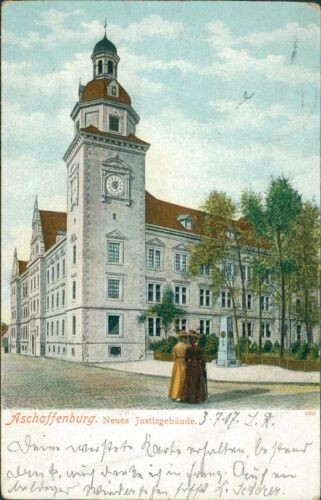 Ansichtskarte Aschaffenburg Neues Justizgebäude 1907(Nr.989)