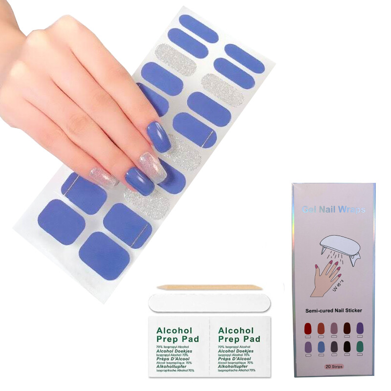 Semi Cured Nail Wraps Pack of 20 with Glossy Finish On Clearance