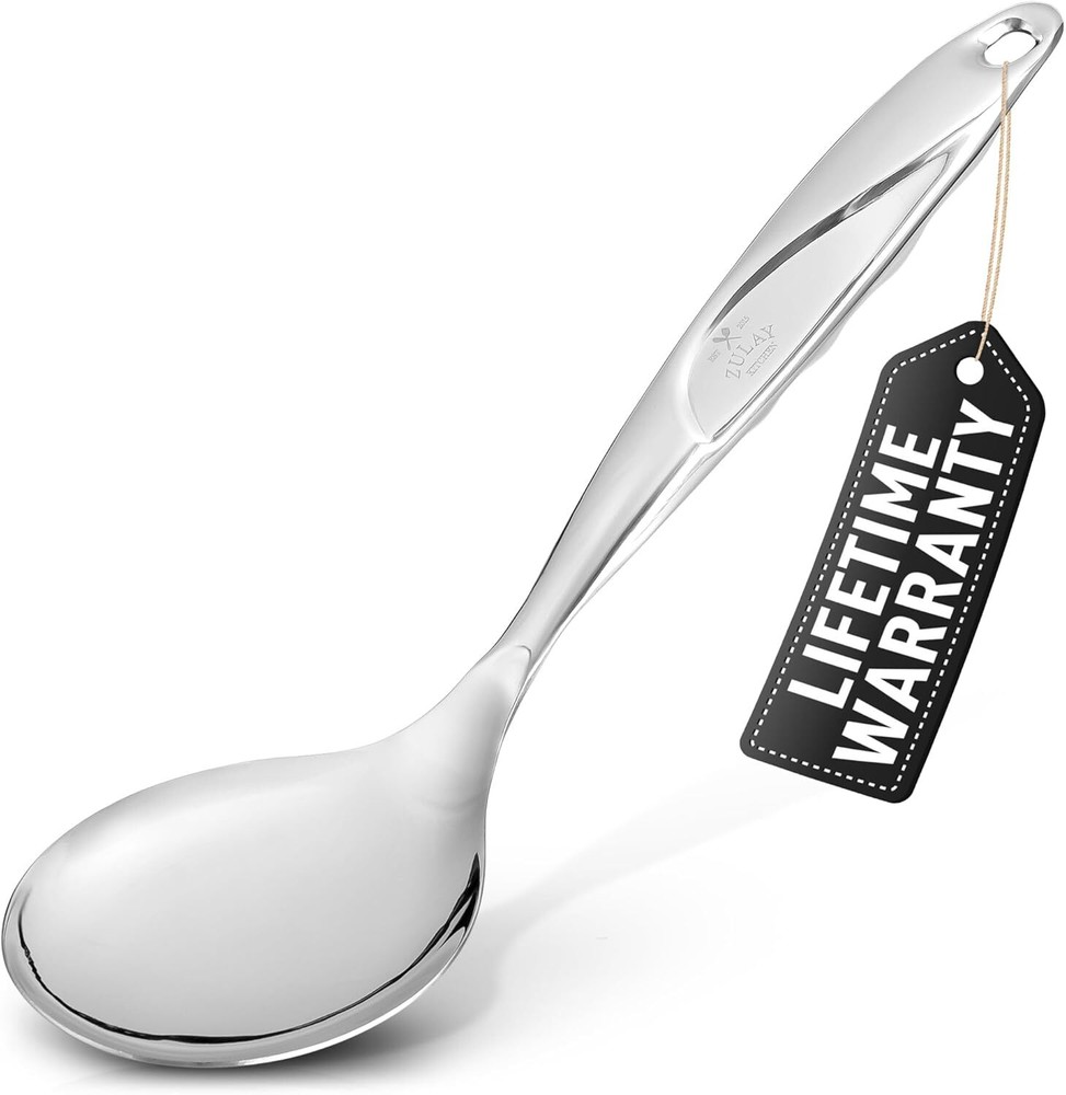 Zulay Premium Large Silver Stainless Steel Serving Spoon for Cooking