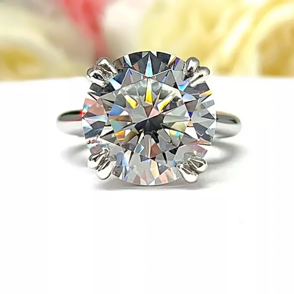 6.65 Ct Round Cut White Treated Diamond Solitaire Ring 925 Silver Certified