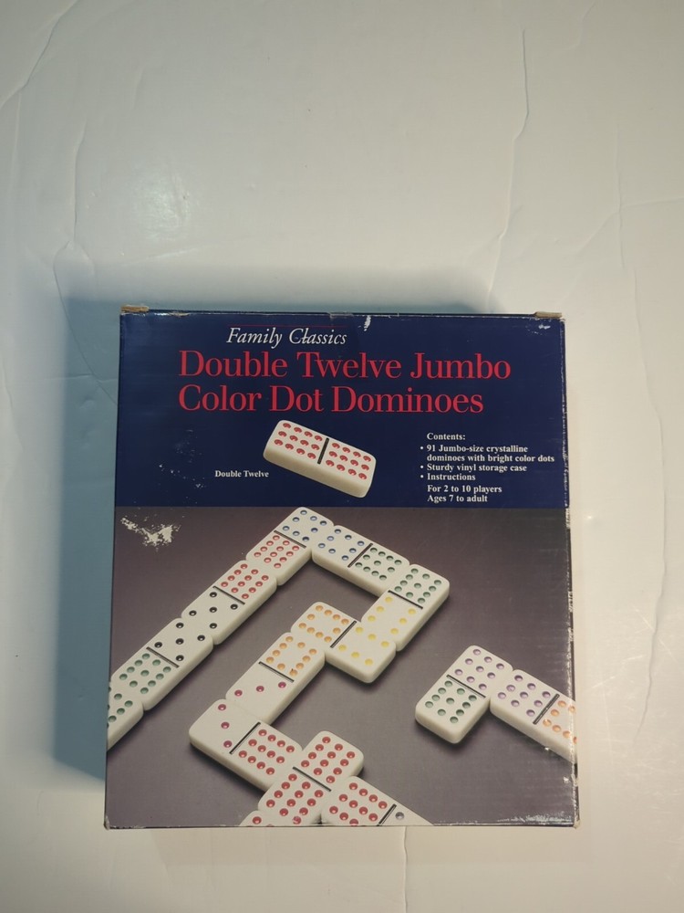 Double Twelve Jumbo Color Dot Dominoes Family Classics by Pressman Vintage 1994-image