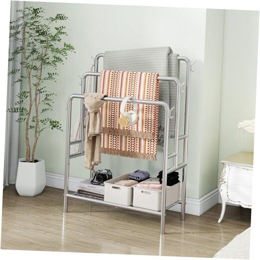 Free Standing Towel Racks for Bathroom, 3 Tiers Towel Rack Stand Floor Silver