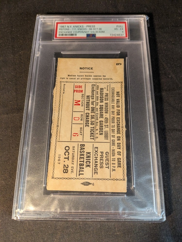 1967 Walt Frazier NBA Debut PSA 4 Coupon Not Valid Ticket Stub NY Knicks HOF-image