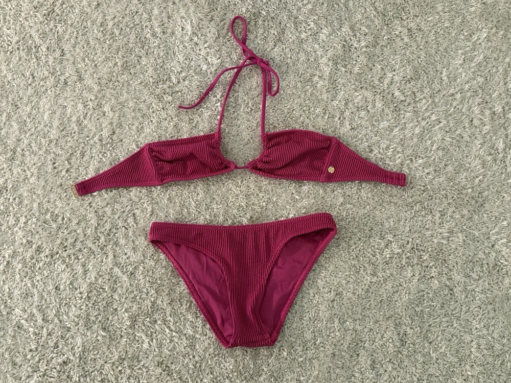 Billabong Pink Halter Top Low rise Bikini Bathing Suit Women’s Size Small