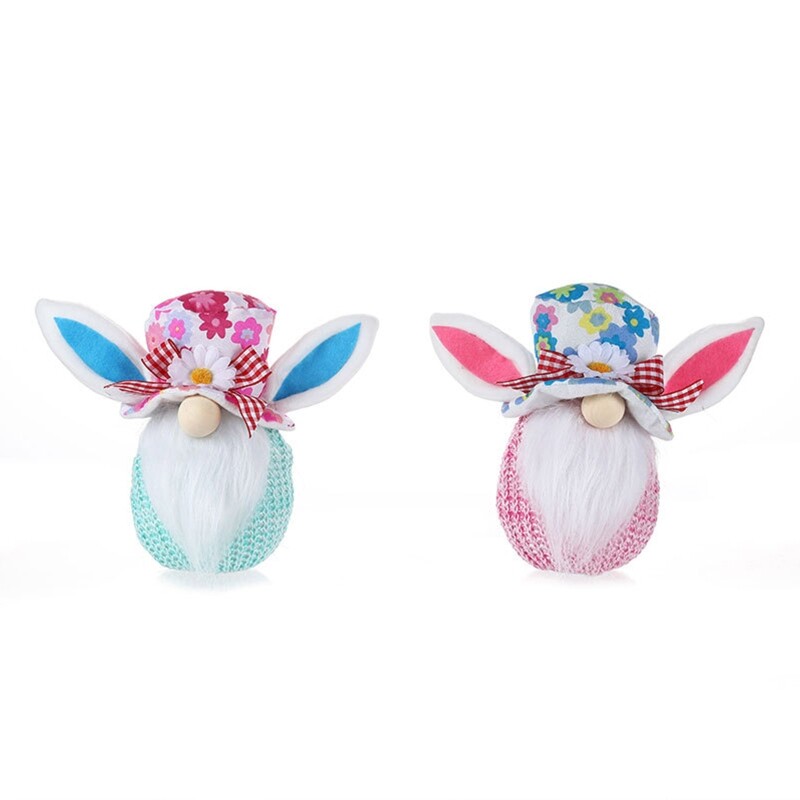 Easter Bunny Gnome Plush Elf Decorations with LED Light Tomte Ornament