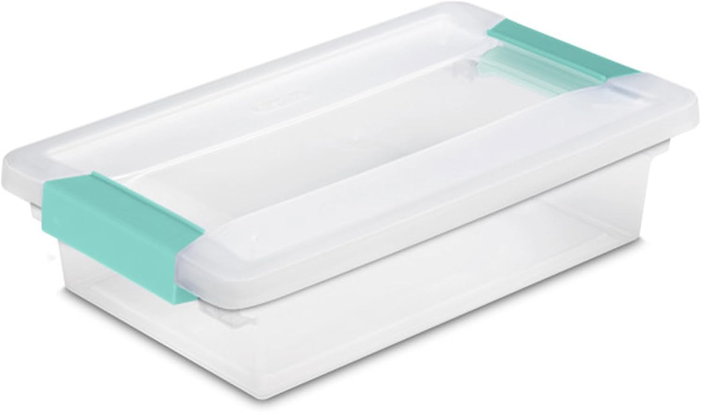 6-Pack Stackable Clear Plastic Clip Boxes with Latching Lids for Small Items