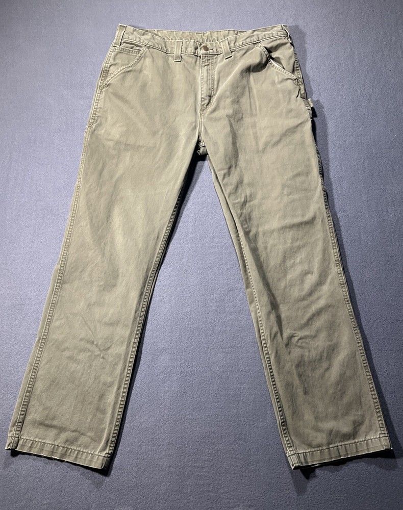 Carhartt Carpenter Pants Men 38x34 Green Utility Work Pant Relaxed Twill B324ARG
