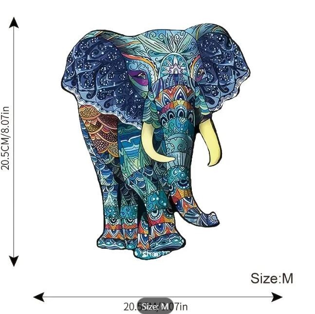 Wooden Puzzle ~ Elephant ~ Medium size ~ 8