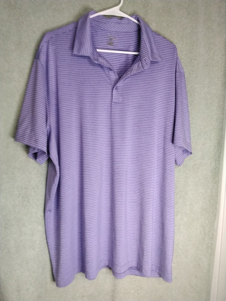 Members Mark Performance Men's XXL Purple Striped Short Sleeve Polo Shirt-image