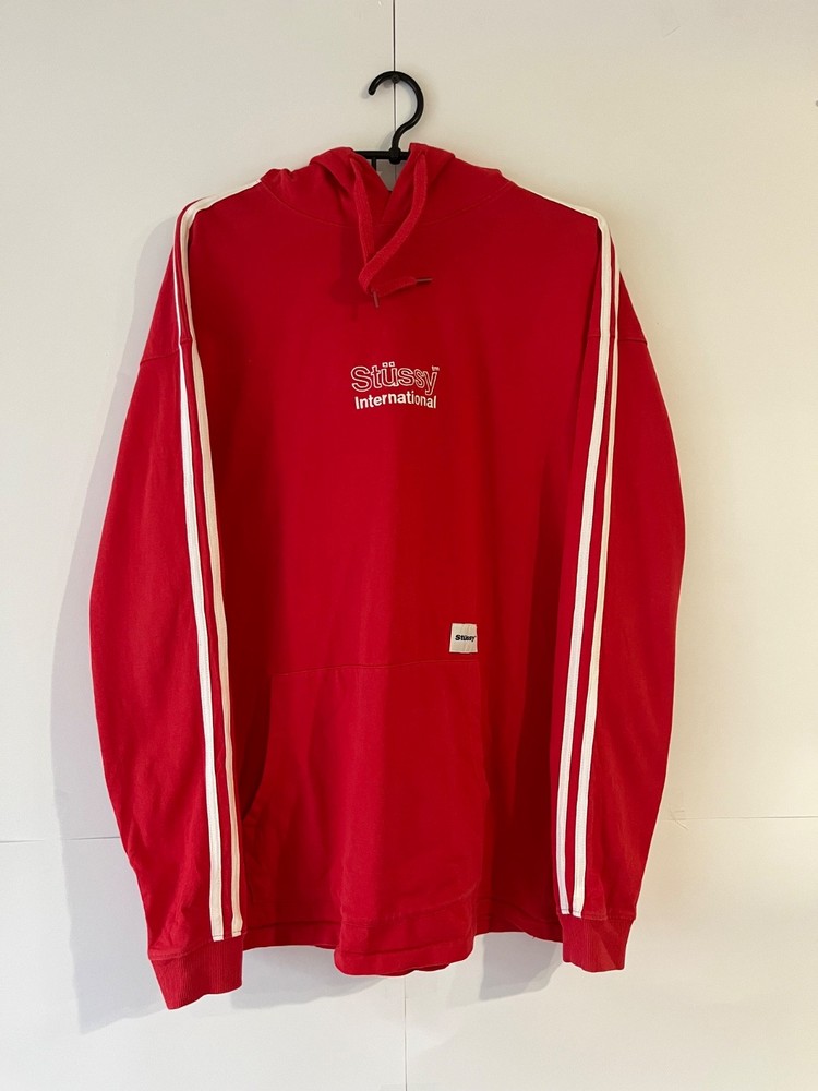 Stussy Hype Streetwear Men Red Y2K Cotton Hoodie Size S-M