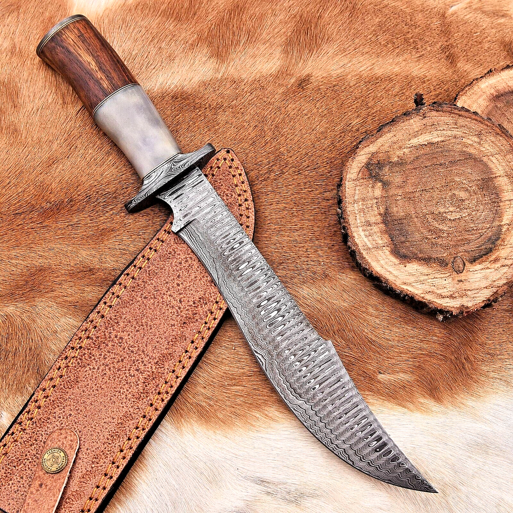 Custom Hand Made Forged Damascus Steel BOWIE KNIFE Hunting Survival 2914