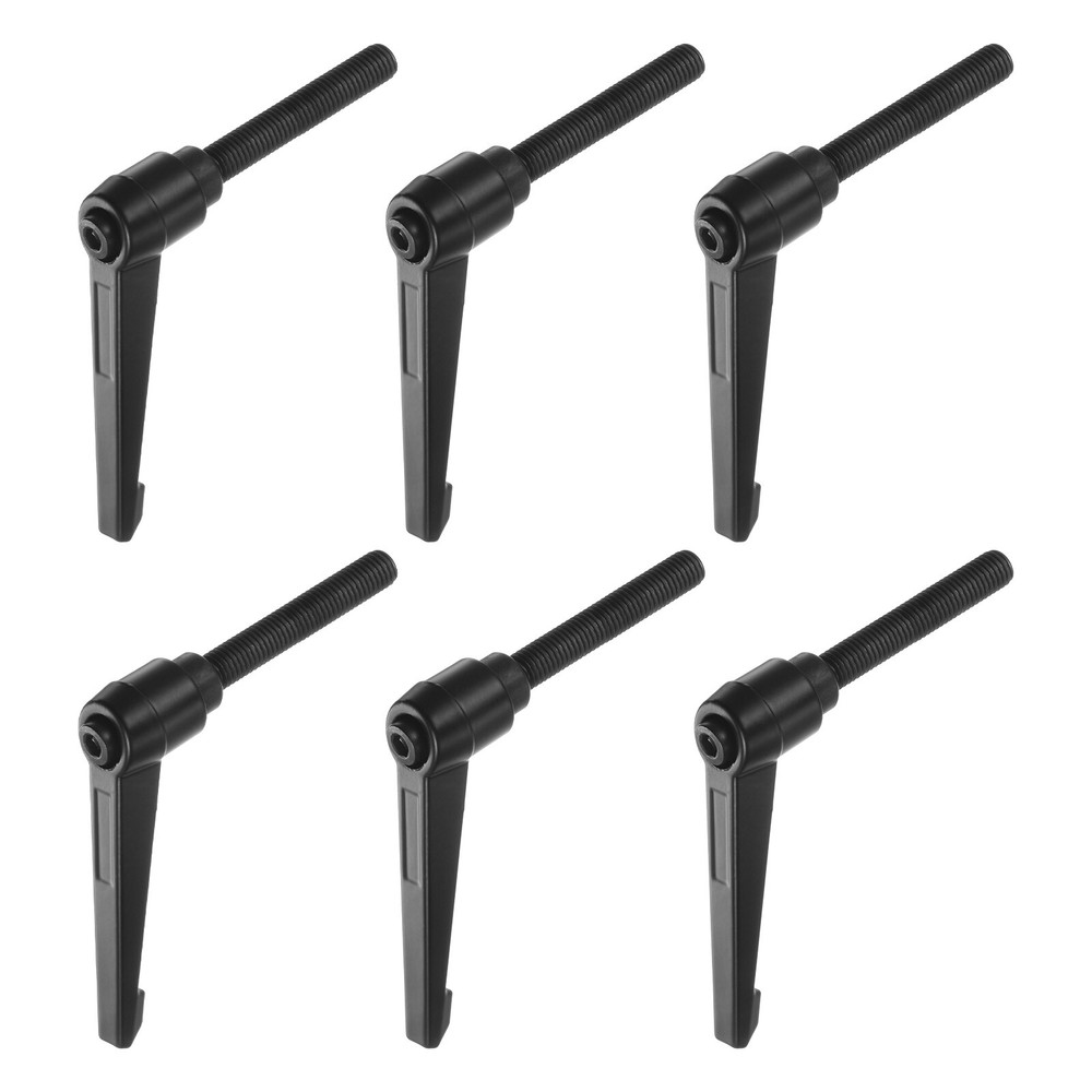 6pcs M10 x 70mm Adjustable Black Clamping Lever Handle Bolt Knob