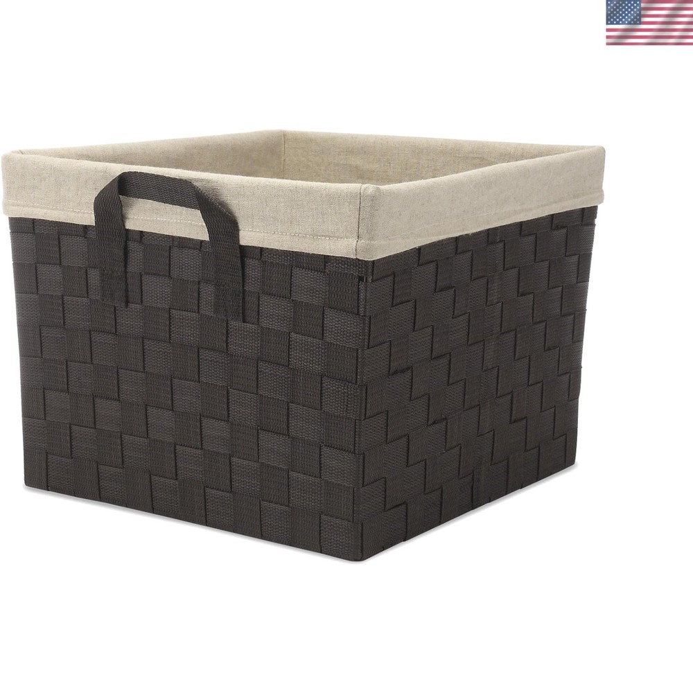 Versatile Woven Storage Tote Basket with Machine Washable Liner - 13''L x 15''W