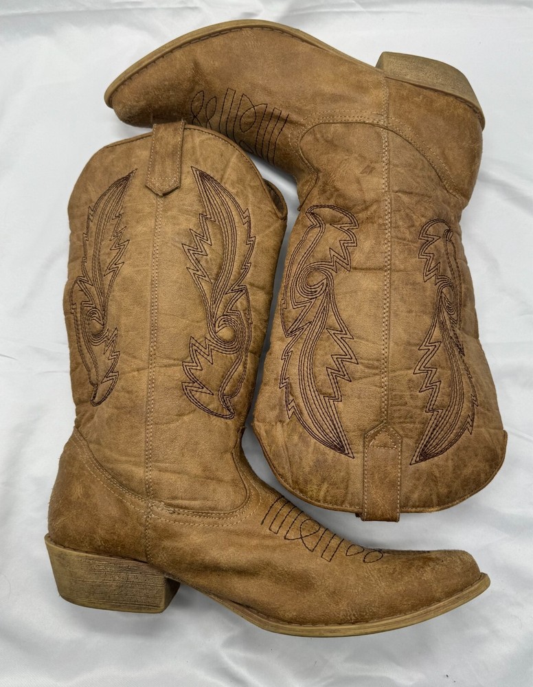 Matisse Tan Leather Cowgirl Boots with Slouch Design Size 8.5 Western Style