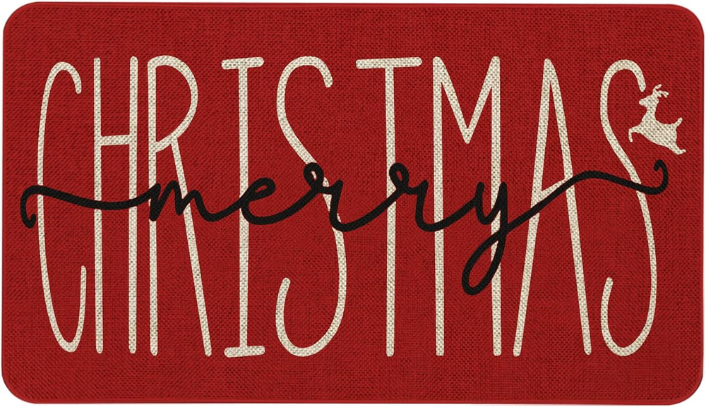 Red Christmas Door Mat 30 X 17 Inch Merry Christmas Elk Doormat Indoor Outdoor E