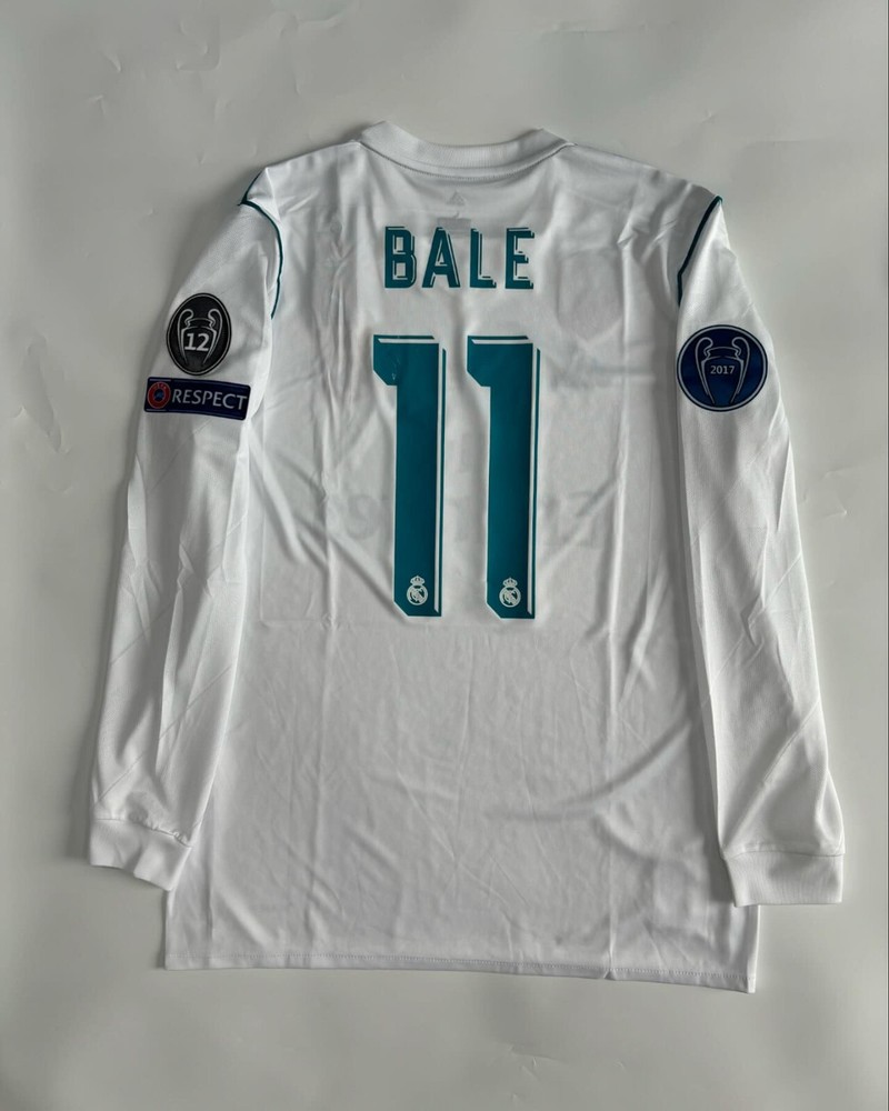 Gareth Bale Real Madrid 2017/2018 Home White Long Sleeve Jersey