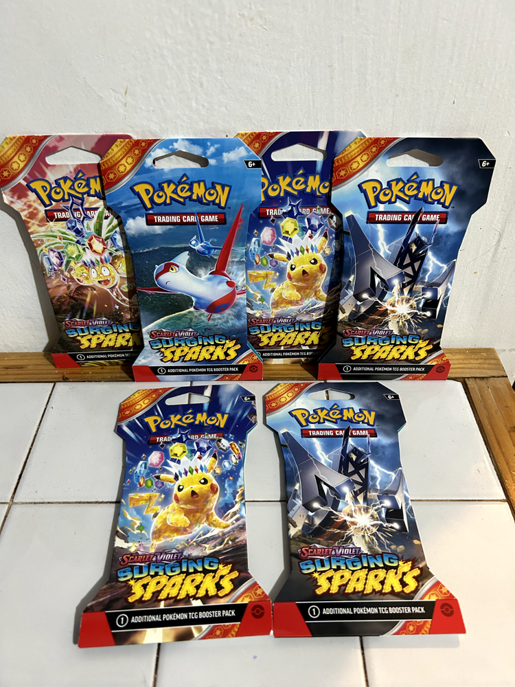 Pokemon TCG Surging Sparks Sealed Sleeved Booster Pack X6 Random Art