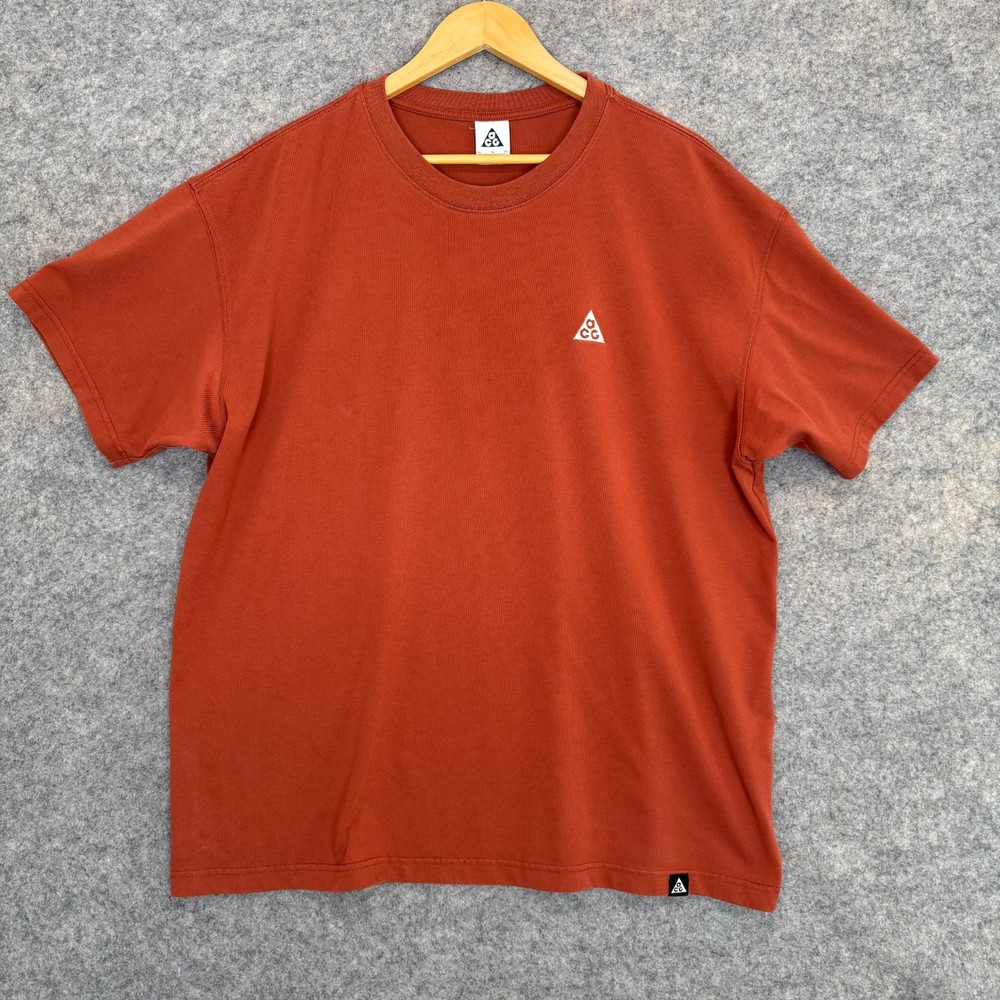 Nike ACG Shirt Mens XL Redstone Orange Round Neck Logo Tee All Condition Gear