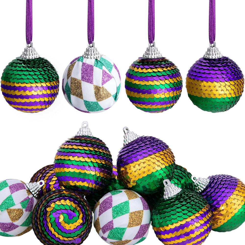 12Pcs Mardi Gras Ball Ornaments,1.96