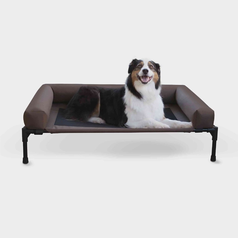 Large Waterproof Fluffy Dog Bed Comfort Cushion Chocolate Black Mesh 8 Lb