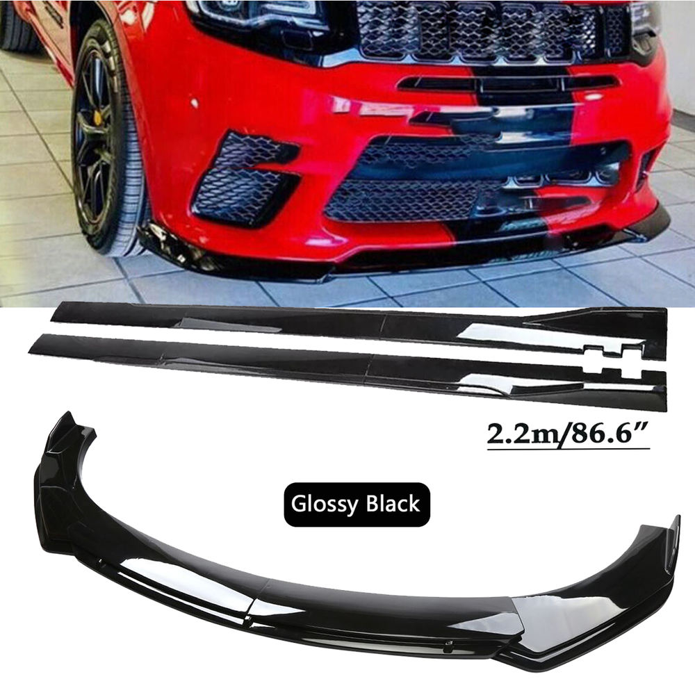 Front Bumper Lip Spoiler Splitter Side Skirt For Jeep Grand Cherokee Glossy B