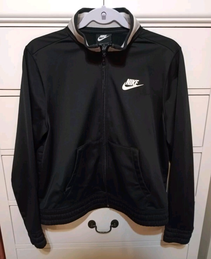 Nike Sportswear Women's Heritage Black Poly Knit Jacket Size M Pants Size S