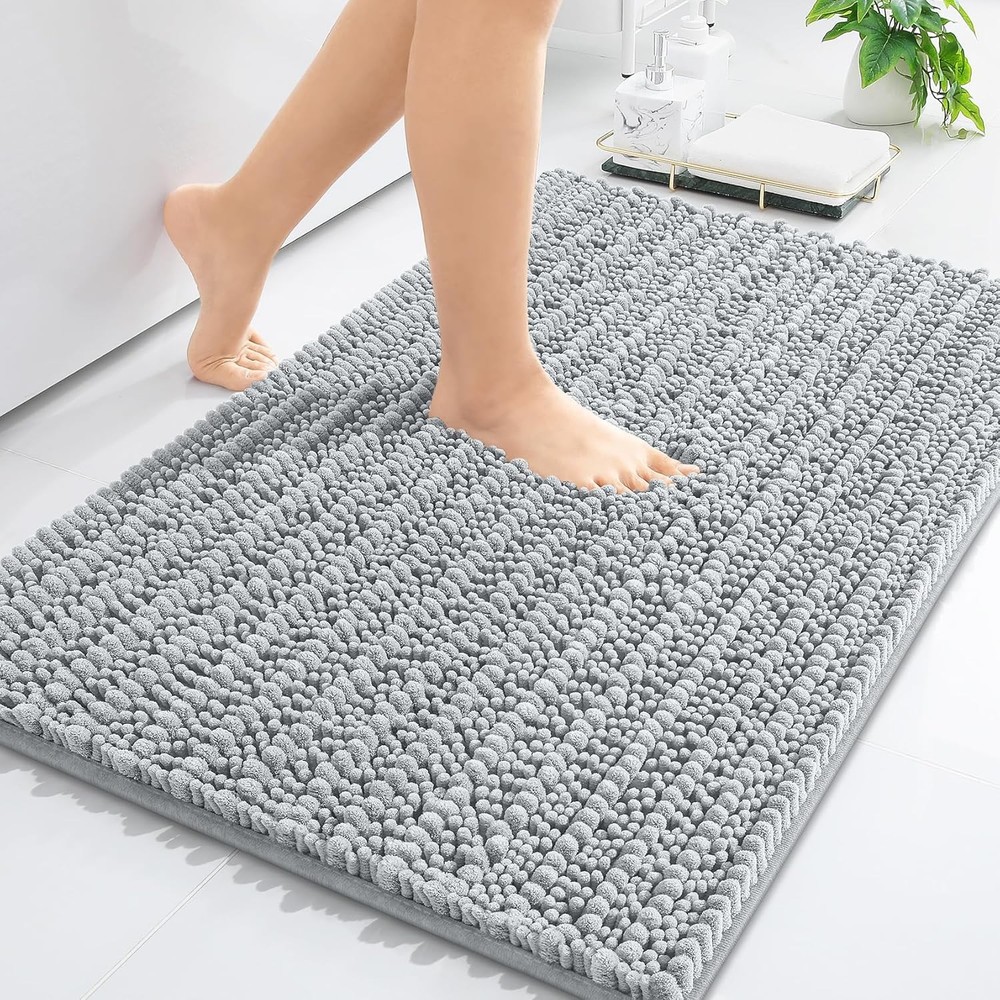 Luxury Soft Chenille Bath Mat 24x16 Light Grey – Arotive