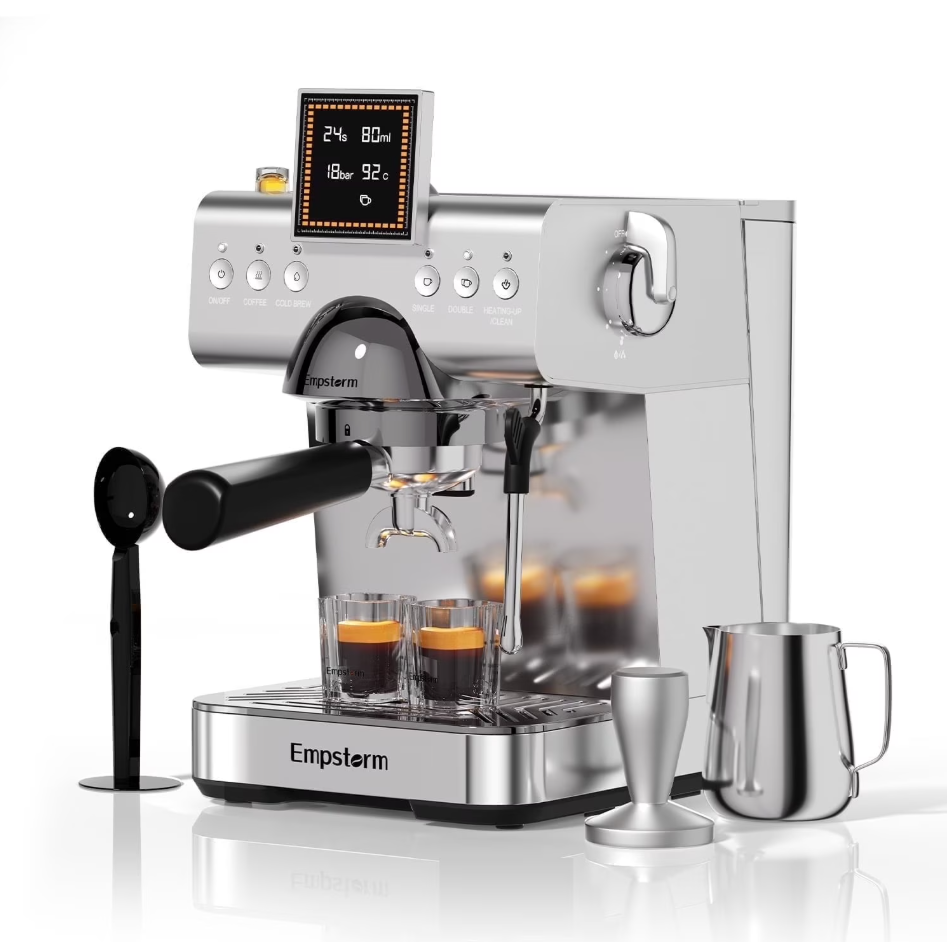 Empstorm 20 Bar Semi-Automatic Espresso Machine with Milk Frother, Cold & Hot