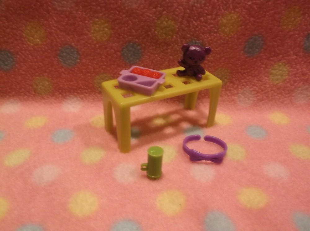 Barbie Doll Chelsea Kelly Dollhouse Kids Table & Toy Bear Accessory Set! Cute