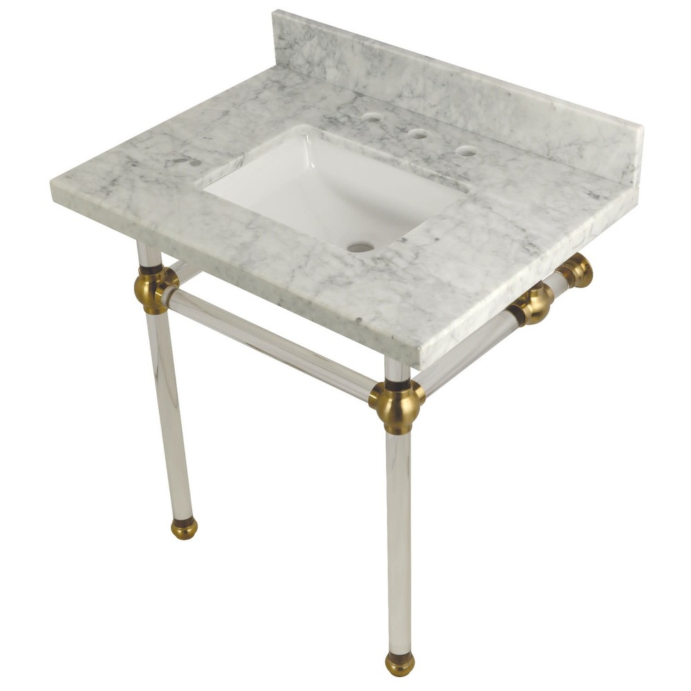 Kingston Brass KVPB3030MASQ 30-Inch Carrara Marble Rectangular Wall Mount Bathroom Sink
