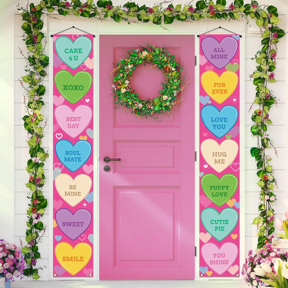 Valentine'S Day Porch Banner Conversation Heart Wedding Anniversary Party Decora