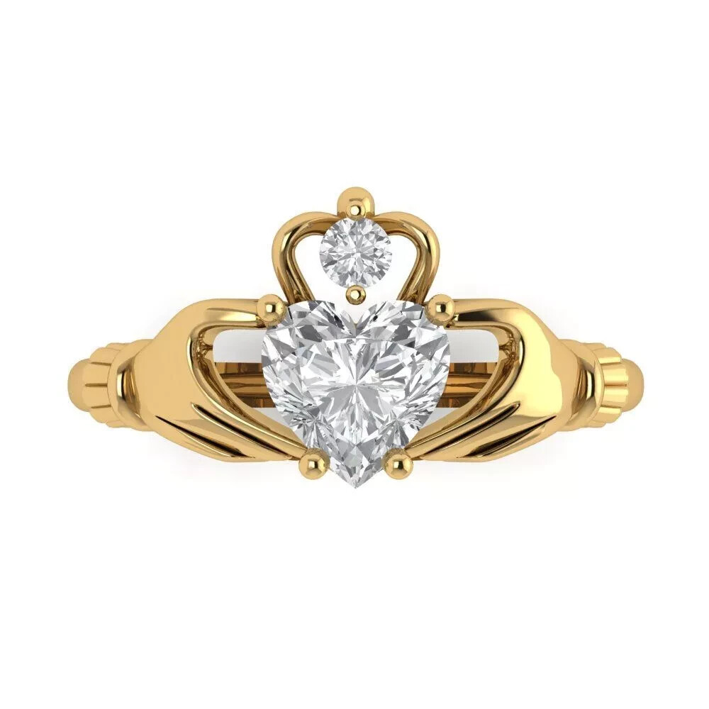 2.00Ct Heart-Shaped Moissanite Wedding Ring in 14k Yellow Gold