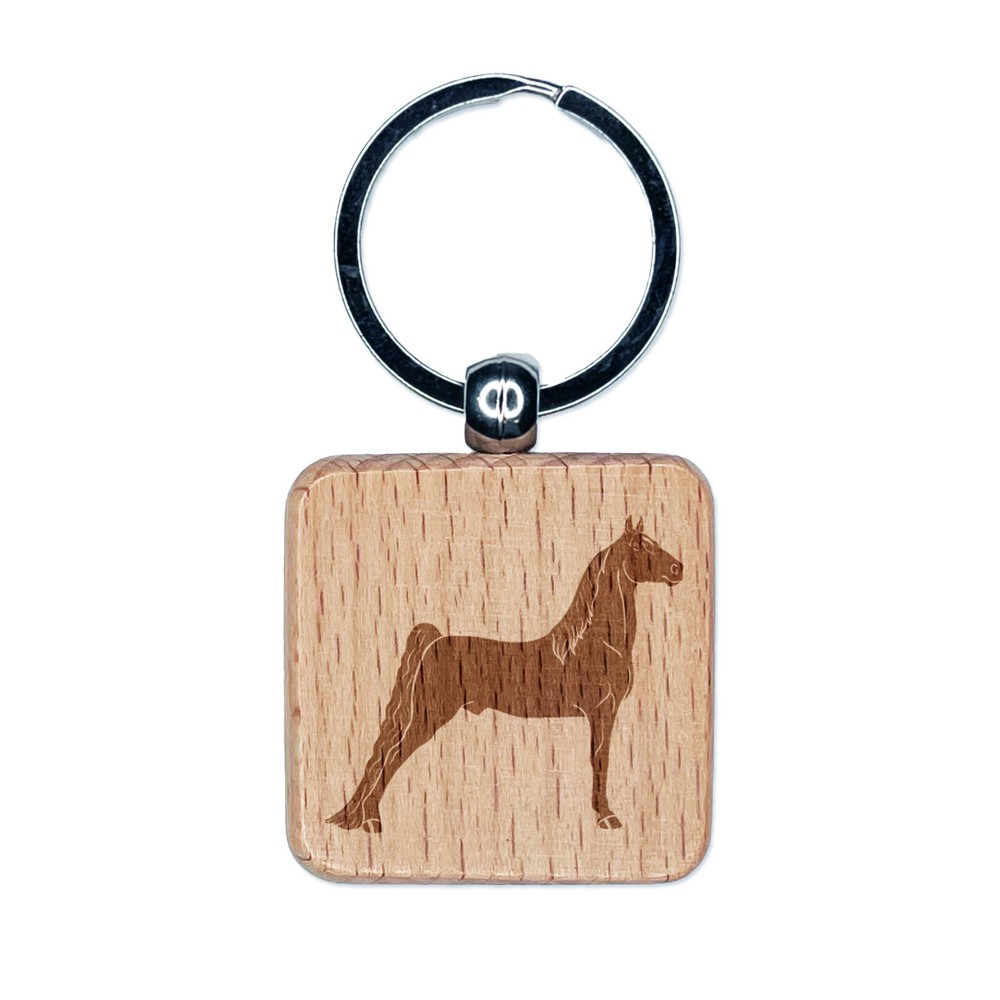 Morgan Horse Engraved Wooden Square Keychain Charm Gift