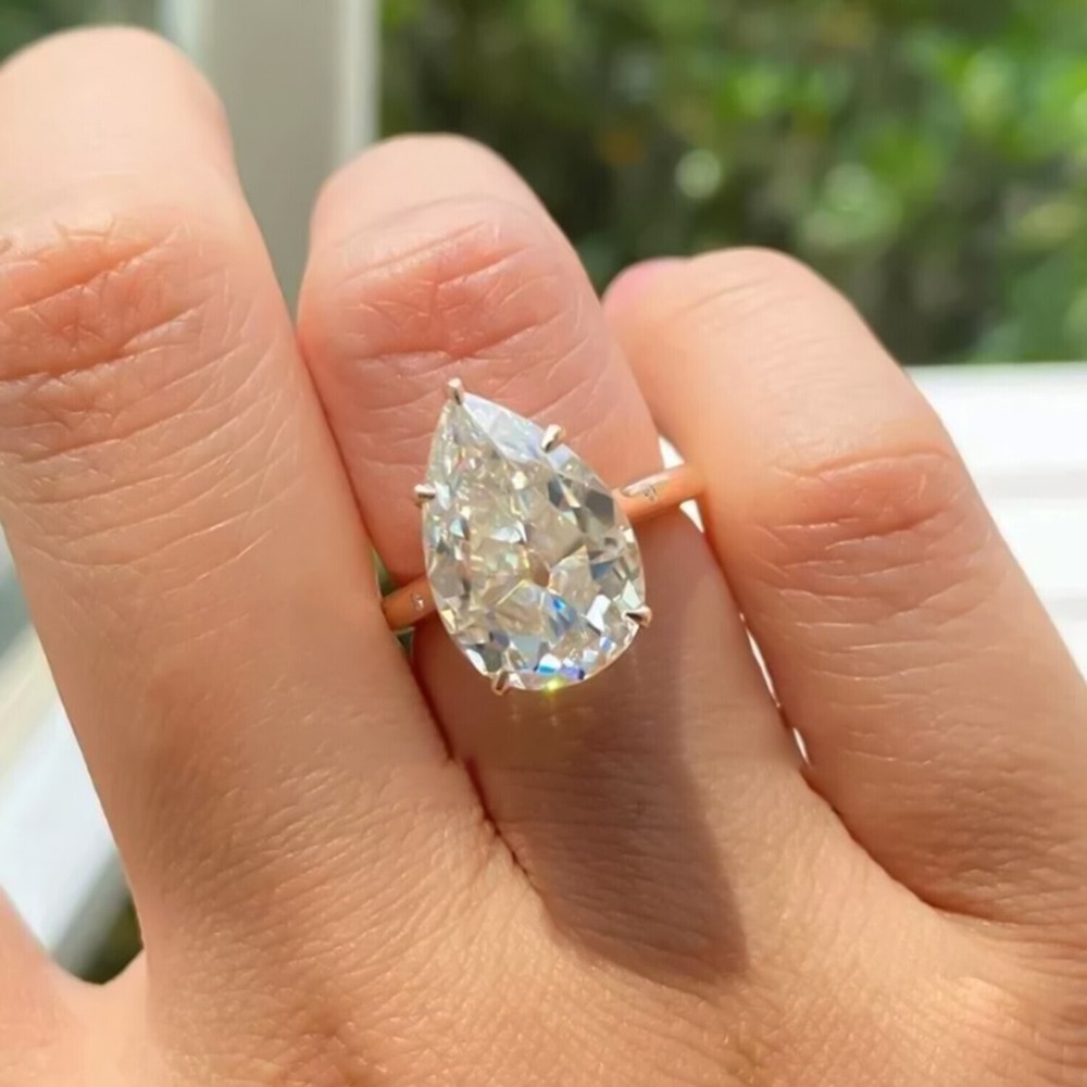 RARE 10.50 Ct Off White Treated Diamond Solitaire Ring in 925 Silver Gift