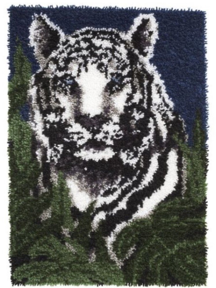 New WonderArt® White Tiger 426126 Latch Hook Rug Jungle Animal Craft Kit 24 x 34