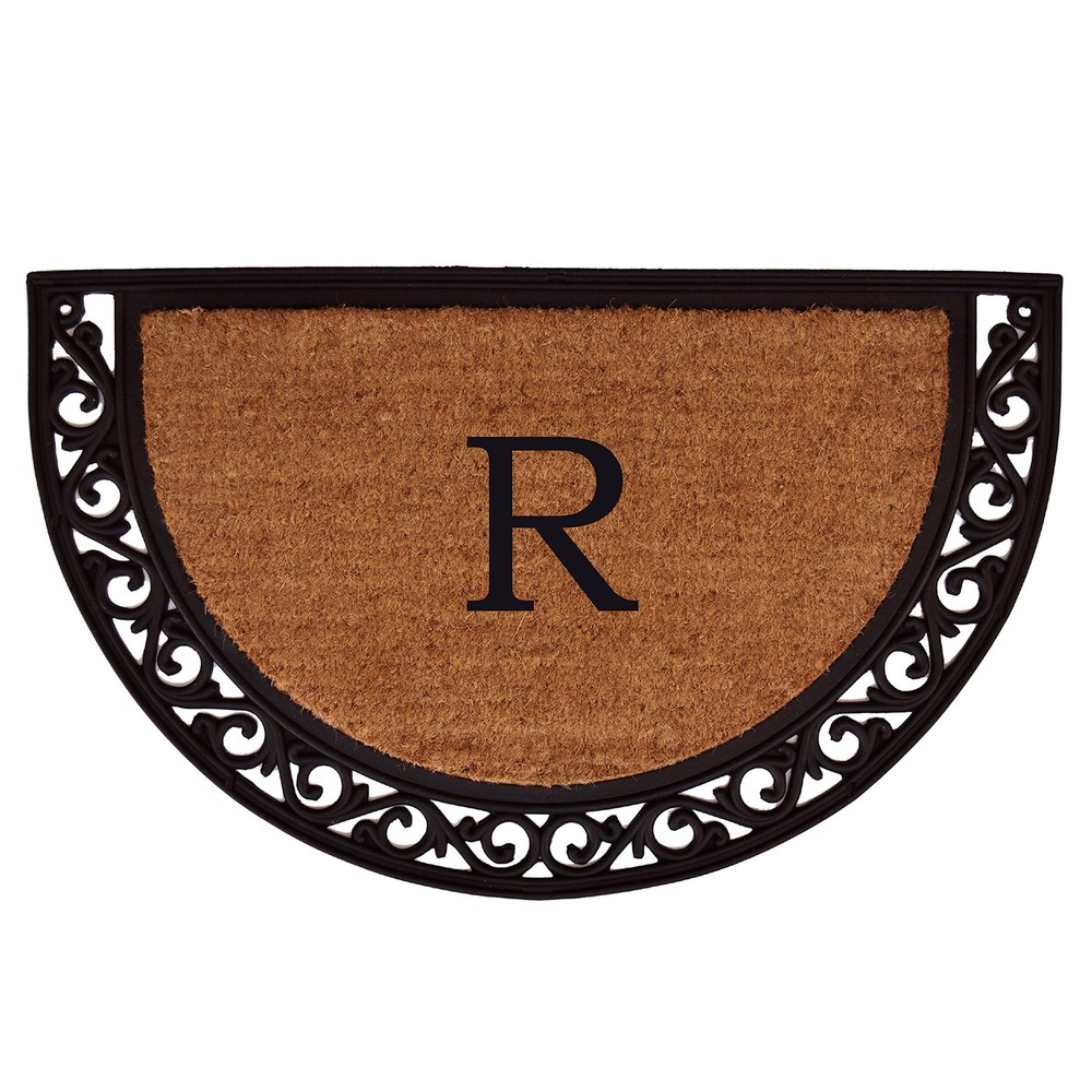 100101830R Ornate Scroll Heavy-Duty Monogrammed Doormat (Letter R)