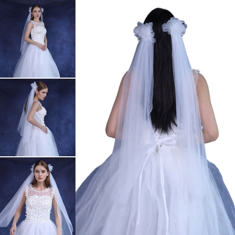 Elegant Flower Cluster Bridal Veil Headdress for Wedding Bridal Shower Gift