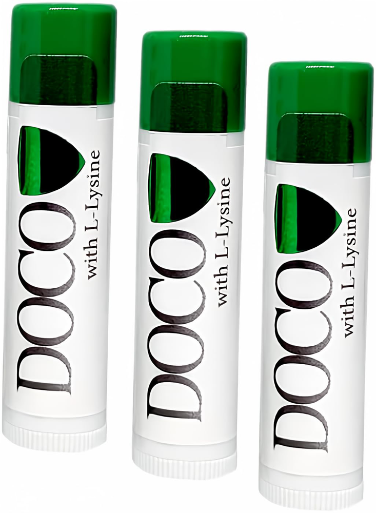 DocoShield Lip Balm 3-Pack with Docosanol & Lysine for Dry Chapped Lips
