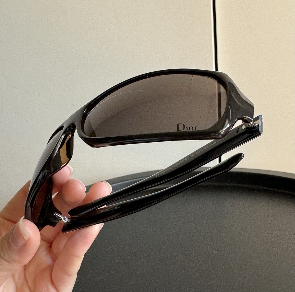 Vintage Dior Sunglasses Black Shield Wrap Rare Y2K Designer No Case
