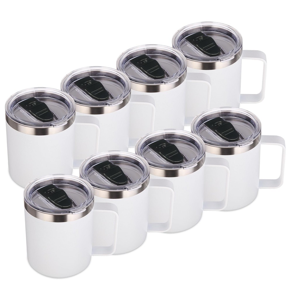 14oz Insulated Stainless Steel Coffee Mug with Lid Bulk 8 Pack Not Suitable for Hot Liquids