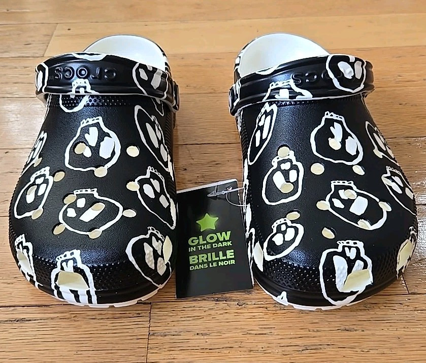 Crocs Classic Glow-In-The Dark Skull Clog - Black Size M7 W9  #210675-001