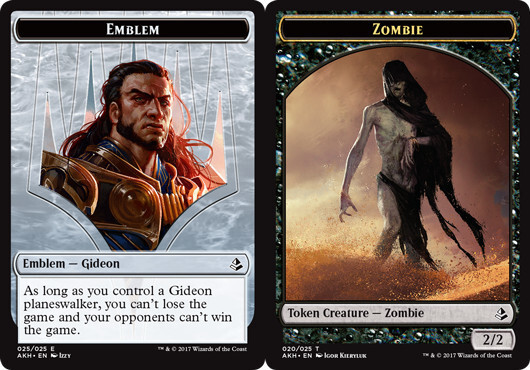 MTG Amonkhet Gideon Emblem and Zombie Token LP English